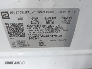 2024 Chevrolet Blazer LT with VIN 3GNKBDR47RS178033, listed as a IAAI auction lot 41106832 with 8,752 mi miles and . Bid and sale history available at DreamBid. Image 9.