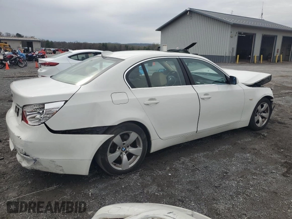 2007 BMW 5 Series 525i with VIN WBANE53507CY04476, listed as a Copart auction lot 51650105 with Not Provided miles and Salvage Title. Bid and sale history available at carsss.com. Image 3.
