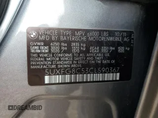 2012 BMW X6 50i z VIN 5UXFG8C53CL590367, wystawiony jako Copart lot #86650664 z przebiegiem Nie podano mil oraz Szkoda całkowita • Salvage title. Historia ofert i sprzedaży dostępna na DreamBid. Obrazek 15.