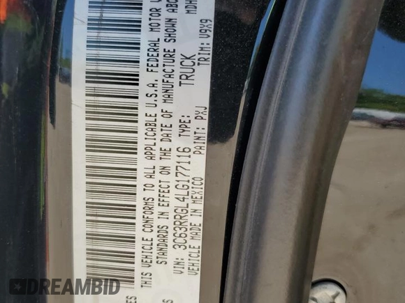 2020 Ram 3500 Tradesman with VIN 3C63RRGL4LG177116, listed as a Copart auction lot 60711584 with 0 mi miles and Non Repairable. Bid and sale history available at carsss.com. Image 12.