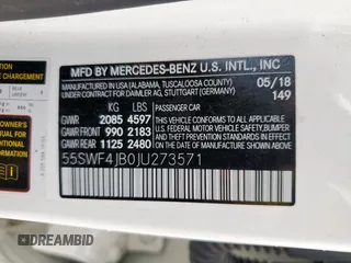 2018 Mercedes-Benz C 300 с VIN 55SWF4JB0JU273571, выставлен на аукционе Copart как лот 59123695 с пробегом 74 900 миль миль и Списание • Salvage title. История ставок и продаж доступна на DreamBid. Изображение 13.