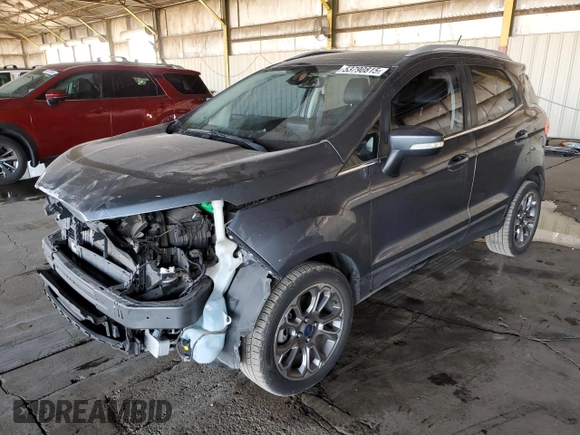 2018 Ford EcoSport Titanium z VIN MAJ3P1VE3JC214702, wystawiony jako Copart lot #53790815 z przebiegiem 105 504 mil mil oraz Szkoda całkowita • Salvage title. Historia ofert i sprzedaży dostępna na DreamBid. Obrazek 1.