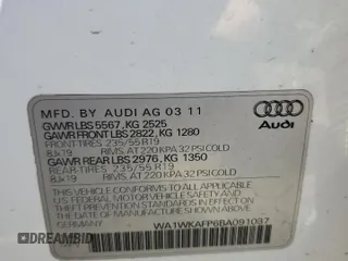2011 Audi Q5 Prestige with VIN WA1WKAFP6BA091037, listed as a Copart auction lot 52518355 with 104,470 mi miles and Clean title. Bid and sale history available at DreamBid. Image 13.