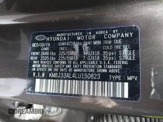 2020 Hyundai Tucson Ultimate z VIN KM8J33AL4LU150823, wystawiony jako IAAI lot #41984324 z przebiegiem 79 316 mil mil oraz . Historia ofert i sprzedaży dostępna na DreamBid. Obrazek 9.