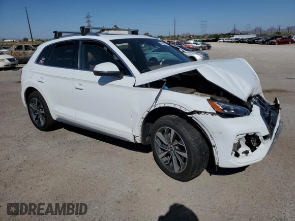 2021 Audi Q5 Premium Plus with VIN WA1BAAFY3M2021843, listed as a Copart auction lot 61691355 with Not provided miles and Salvage title. Bid and sale history available at DreamBid. Image 4.