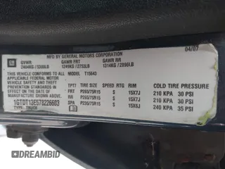 2007 GMC Canyon SLE2 with VIN 1GTDT13E578226603, listed as a IAAI auction lot 42195945 with 191,197 mi miles and . Bid and sale history available at carsss.com. Image 9.