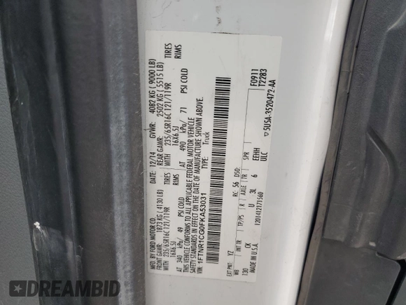 2015 Ford Transit Cargo z VIN 1FTNR1CG0FKA53031, wystawiony jako Copart lot #57058125 z przebiegiem 158 378 mil mil oraz Szkoda całkowita • Salvage title. Historia ofert i sprzedaży dostępna na DreamBid. Obrazek 13.
