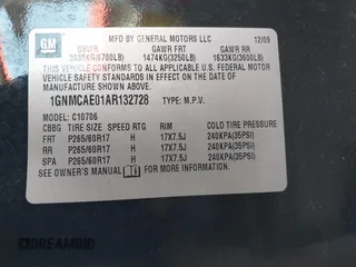 2010 Chevrolet Tahoe LS с VIN 1GNMCAE01AR132728, выставлен на аукционе IAAI как лот 42294787 с пробегом 207 564 миль миль и . История ставок и продаж доступна на DreamBid. Изображение 9.