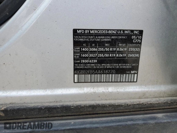 2010 Mercedes-Benz M 350 with VIN 4JGBB2FB5AA618770, listed as a Copart auction lot 79542974 with 141,733 mi miles and Salvage Title. Bid and sale history available at DreamBid. Image 13.