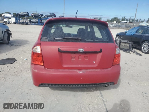 2007 Kia Spectra with VIN KNAFE161975005578, listed as a Copart auction lot 87599685 with 158,372 mi miles and Clean Title. Bid and sale history available at carsss.com. Image 6.