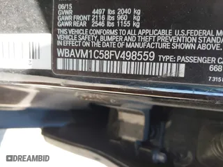 2015 BMW X1 sDrive28i with VIN WBAVM1C58FV498559, listed as a IAAI auction lot 41208638 with 100,452 mi miles. Bid and sale history available at carsss.com. Image 9.