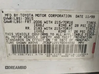2000 Toyota RAV4 с VIN JT3GP10V1Y0044892, выставлен на аукционе IAAI как лот 41148809 с пробегом 220 848 миль миль и . История ставок и продаж доступна на DreamBid. Изображение 9.