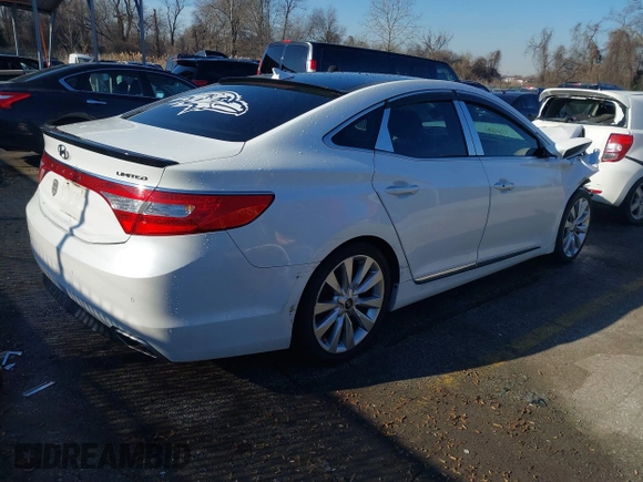 2016 Hyundai Azera Limited with VIN KMHFH4JG7GA536630, listed as a IAAI auction lot 41444129 with 128,309 mi miles and . Bid and sale history available at DreamBid. Image 4.