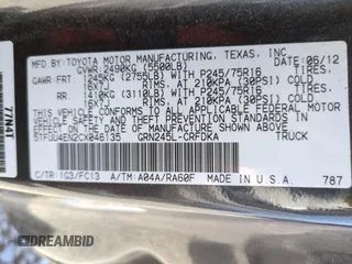 2012 Toyota Tacoma z VIN 5TFUU4EN2CX046135, wystawiony jako Copart lot #59400405 z przebiegiem 105 033 mil mil oraz Szkoda całkowita • Salvage title. Historia ofert i sprzedaży dostępna na DreamBid. Obrazek 12.