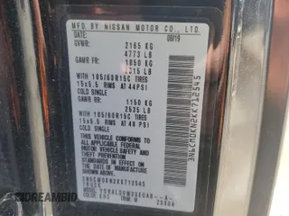 2019 Nissan NV200 S with VIN 3N6CM0KN2KK712545, listed as a Copart auction lot 59191145 with 25,769 mi miles and Salvage title. Bid and sale history available at DreamBid. Image 12.