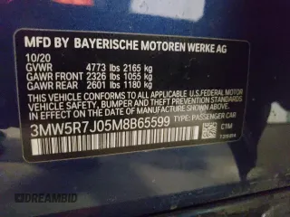 2021 BMW 3 Series 330i xDrive with VIN 3MW5R7J05M8B65599, listed as a Copart auction lot 51707945 with 50,278 mi miles and Salvage Title. Bid and sale history available at DreamBid. Image 12.
