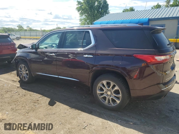 2018 Chevrolet Traverse Premier z VIN 1GNERKKW3JJ127918, wystawiony jako Copart lot #55438525 z przebiegiem 134 336 mil mil oraz Szkoda całkowita • Salvage title. Historia ofert i sprzedaży dostępna na DreamBid. Obrazek 2.