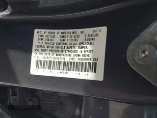 2013 Honda Accord EX с VIN 1HGCR2F72DA160742, выставлен на аукционе IAAI как лот 41810380 с пробегом 162 830 миль миль и . История ставок и продаж доступна на DreamBid. Изображение 9.