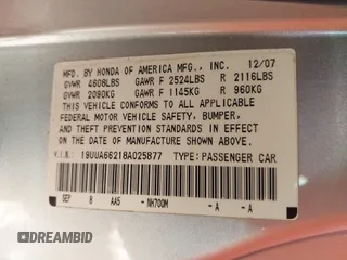 2008 Acura TL with VIN 19UUA66218A025877, listed as a IAAI auction lot 41654889 with 116,751 mi miles. Bid and sale history available at carsss.com. Image 9.