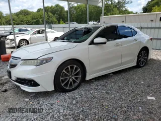 2015 Acura TLX V6 Advance with VIN 19UUB3F78FA002763, listed as a Copart auction lot 62427614 with 197,381 mi miles and Salvage Title. Bid and sale history available at carsss.com. Image 1.