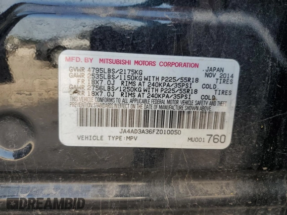 2015 Mitsubishi Outlander SE z VIN JA4AD3A36FZ010050, wystawiony jako Copart lot #56275555 z przebiegiem 171 045 mil mil oraz Szkoda całkowita • Salvage title. Historia ofert i sprzedaży dostępna na DreamBid. Obrazek 13.