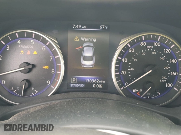 2014 Infiniti Q50 Sport with VIN JN1BV7AP0EM674540, listed as a Copart auction lot 56385455 with 130,362 mi miles and Salvage title. Bid and sale history available at DreamBid. Image 9.
