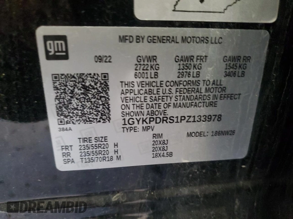 2023 Cadillac XT6 AWD Premium Luxury z VIN 1GYKPDRS1PZ133978, wystawiony jako Copart lot #88332395 z przebiegiem Nie podano mil oraz Szkoda całkowita • Salvage title. Historia ofert i sprzedaży dostępna na DreamBid. Obrazek 13.