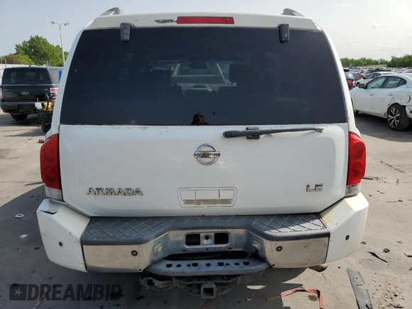2006 Nissan Armada LE with VIN 5N1AA08B76N709202, listed as a Copart auction lot 59163645 with 214,784 mi miles and Clean title. Bid and sale history available at DreamBid. Image 6.