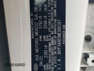 2021 Kia Forte GT-Line z VIN 3KPF34AD1ME366167, wystawiony jako Copart lot #58036625 z przebiegiem 86 179 mil mil oraz Szkoda całkowita • Salvage title. Historia ofert i sprzedaży dostępna na DreamBid. Obrazek 12.