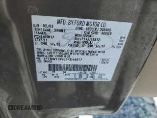 2005 Ford F-150 XLT with VIN 1FTRW12W05KD46817, listed as a Copart auction lot 60989615 with Not provided miles and Salvage title. Bid and sale history available at DreamBid. Image 12.