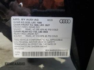 2024 Audi Q8 e-tron Prestige z VIN WA16ABGE0RB004226, wystawiony jako Copart lot #75537064 z przebiegiem 19 556 mil mil oraz Szkoda całkowita • Salvage title. Historia ofert i sprzedaży dostępna na DreamBid. Obrazek 14.