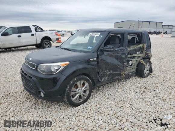 2016 Kia Soul + with VIN KNDJP3A5XG7401987, listed as a Copart auction lot 47031655 with 0 mi miles and Salvage Title. Bid and sale history available at carsss.com. Image 1.
