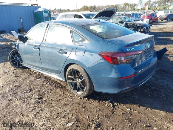 2025 Honda Civic Sedan Hybrid Sport with VIN 2HGFE4F86SH320181, listed as a IAAI auction lot 41443417 with 249 mi miles. Bid and sale history available at carsss.com. Image 3.