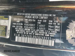 2015 Hyundai Santa Fe z VIN 5XYZU3LB6FG248993, wystawiony jako Copart lot #59368305 z przebiegiem 129 063 mil mil oraz Czysty tytuł • Clean title. Historia ofert i sprzedaży dostępna na DreamBid. Obrazek 13.