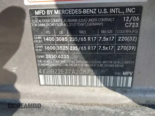2007 Mercedes-Benz M 320 CDI z VIN 4JGBB22E77A208738, wystawiony jako IAAI lot #41405025 z przebiegiem 244 182 mil mil oraz . Historia ofert i sprzedaży dostępna na DreamBid. Obrazek 9.