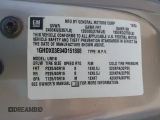 2004 Oldsmobile Silhouette GL z VIN 1GHDX03E94D151898, wystawiony jako IAAI lot #42190034 z przebiegiem Nie podano mil oraz . Historia ofert i sprzedaży dostępna na DreamBid. Obrazek 9.