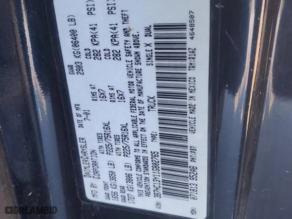 2001 Dodge Ram 1500 with VIN 3B7HC13Y11G802765, listed as a Copart auction lot 49845755 with 169,287 mi miles and Salvage Title. Bid and sale history available at carsss.com. Image 14.