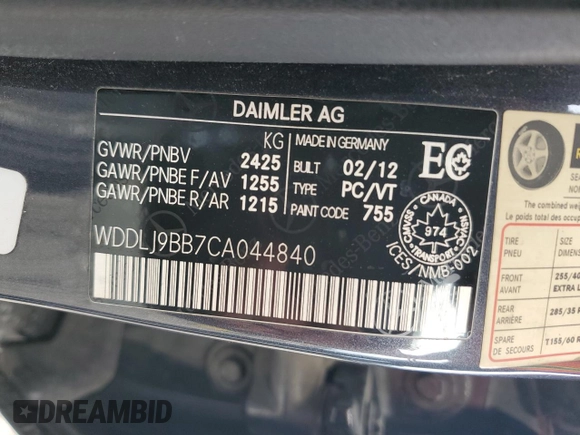 2012 Mercedes-Benz CLS-Class CLS 550 with VIN WDDLJ9BB7CA044840, listed as a Copart auction lot 72054594 with 105,637 mi miles and Clean Title. Bid and sale history available at carsss.com. Image 13.