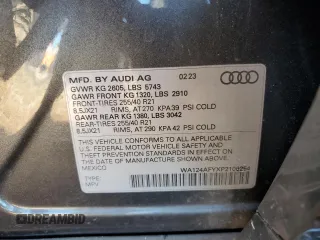 2023 Audi SQ5 Sportback Premium Plus with VIN WA124AFYXP2106254, listed as a Copart auction lot 79646994 with 22,345 mi miles and Salvage Title. Bid and sale history available at DreamBid. Image 14.