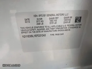 2014 Chevrolet Malibu LT with VIN 1G11E5SL1EF221243, listed as a IAAI auction lot 41902382 with 145,698 mi miles. Bid and sale history available at carsss.com. Image 9.
