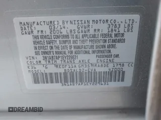 2014 Nissan Sentra SR with VIN 3N1AB7AP1EY229631, listed as a IAAI auction lot 42151568 with 182,164 mi miles and . Bid and sale history available at DreamBid. Image 9.