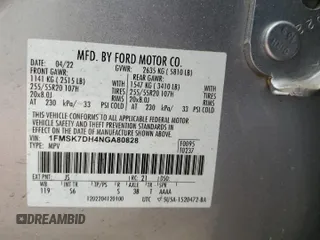2022 Ford Explorer XLT z VIN 1FMSK7DH4NGA80828, wystawiony jako Copart lot #51954795 z przebiegiem 77 651 mil mil oraz Szkoda całkowita • Salvage title. Historia ofert i sprzedaży dostępna na DreamBid. Obrazek 14.