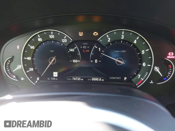 2019 BMW 5 Series 540i xDrive with VIN WBAJE7C54KWD55100, listed as a IAAI auction lot 41476251 with 74,733 mi miles and . Bid and sale history available at carsss.com. Image 7.