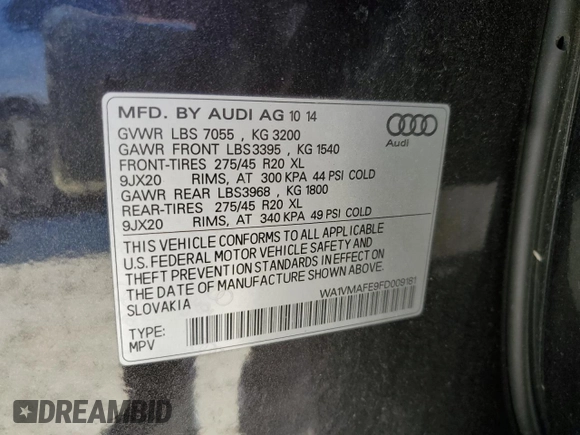 2015 Audi Q7 3.0L TDI Prestige with VIN WA1VMAFE9FD009181, listed as a Copart auction lot 48572415 with 136,837 mi miles and Non Repairable. Bid and sale history available at carsss.com. Image 13.