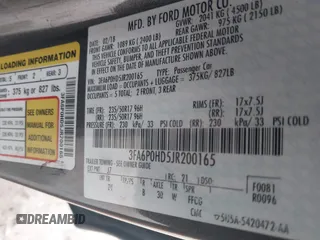 2018 Ford Fusion SE with VIN 3FA6P0HD5JR200165, listed as a IAAI auction lot 41492890 with 90,312 mi miles. Bid and sale history available at carsss.com. Image 9.