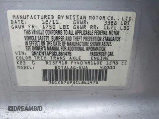 2012 Nissan Versa SV with VIN 3N1CN7AP3CL861475, listed as a IAAI auction lot 41837492 with 220,970 mi miles. Bid and sale history available at carsss.com. Image 9.