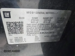 2019 GMC Acadia SLT with VIN 1GKKNVLS3KZ213970, listed as a IAAI auction lot 41973555 with 70,650 mi miles and . Bid and sale history available at DreamBid. Image 9.