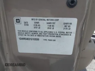 2001 Buick LeSabre Limited с VIN 1G4HR54K91U103599, выставлен на аукционе IAAI как лот 42395236 с пробегом 176 145 миль миль и . История ставок и продаж доступна на DreamBid. Изображение 9.