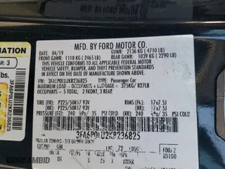 2019 Ford Fusion Hybrid SE with VIN 3FA6P0LU2KR236825, listed as a Copart auction lot 44647785 with 185,406 mi miles and Salvage Title. Bid and sale history available at carsss.com. Image 13.