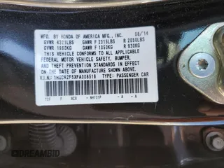 2015 Honda Accord Sport with VIN 1HGCR2F5XFA008516, listed as a Copart auction lot 52334135 with 195,896 mi miles and Salvage Title. Bid and sale history available at DreamBid. Image 13.